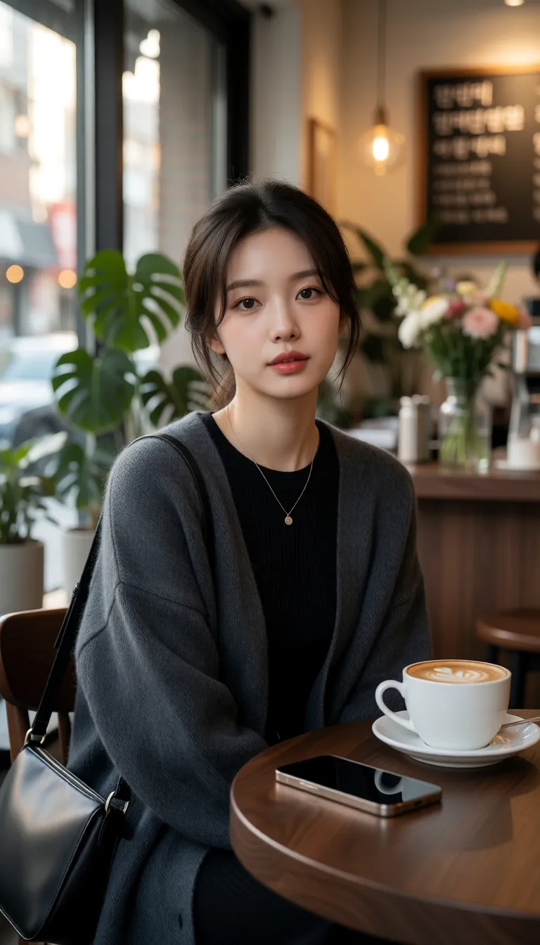 Korean woman in café, image 1 of 3