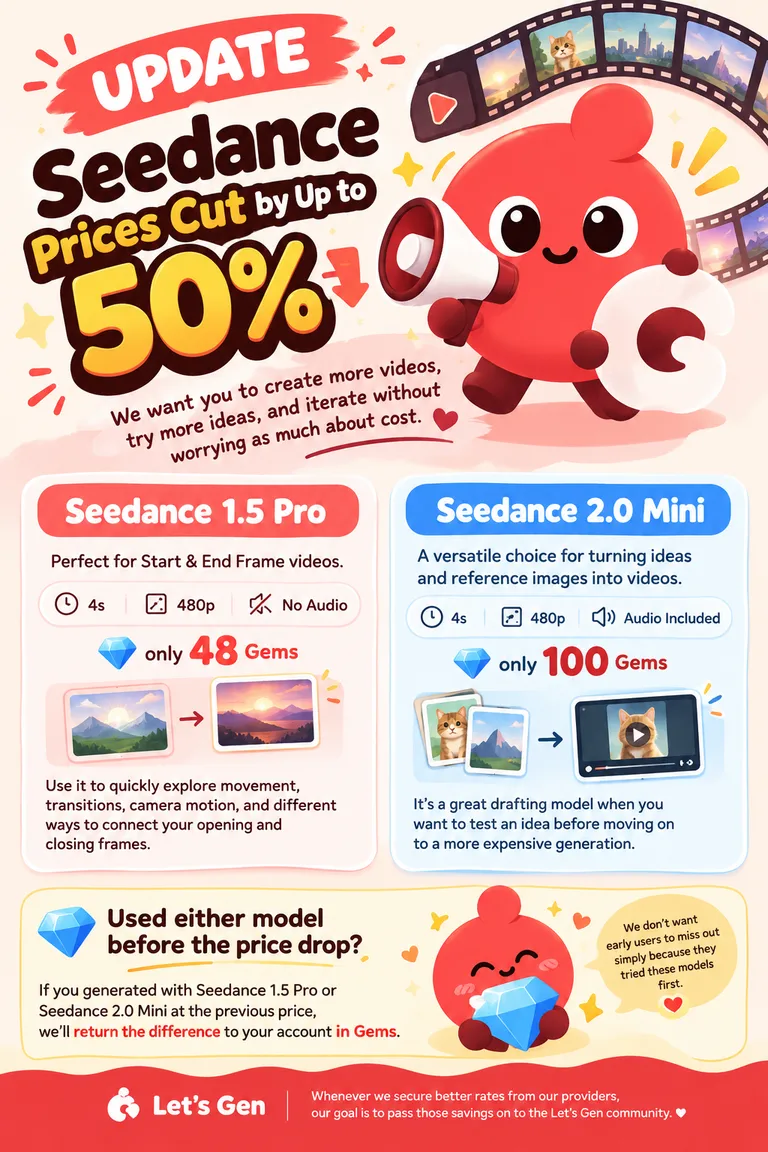 🎬 Seedance Price Cut — Now Live!, image 1 of 1