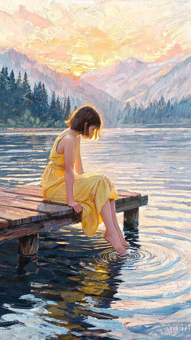Yellow Dress by the Lake