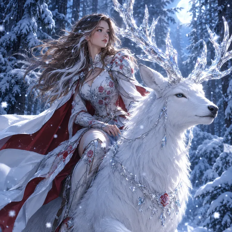 Lady on white stag, image 1 of 1